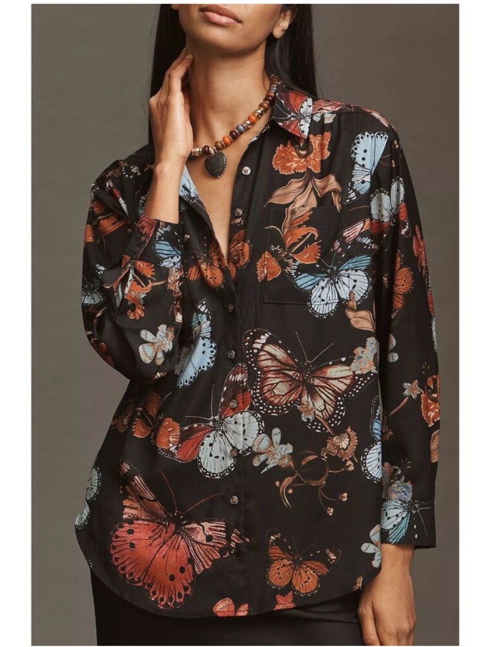NWT Anthropologie Brielle Relaxed Butterfly Buttondown Blouse, XS